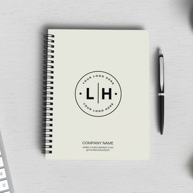 Modern Personalised Logo Business Notebook (Modern Minimal Custom Business Logo Neutral Tone Notebook by MINTIC DESIGN STUDIO)