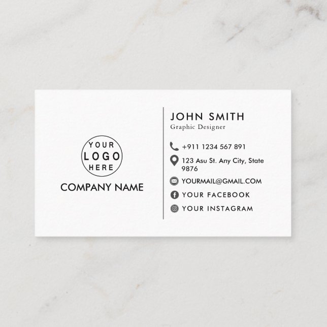 modern personalised logo minimalist social media business card (Back)