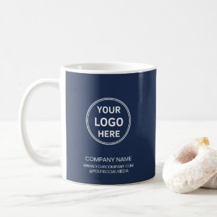 Modern Personalised Logo Navy Blue Business Coffee Mug