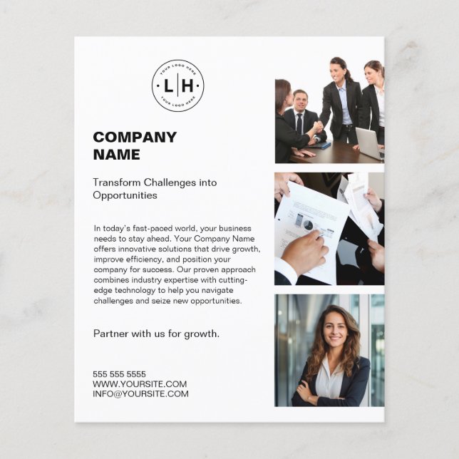 Modern Personalised Logo Photo White Business Flyer (Front)