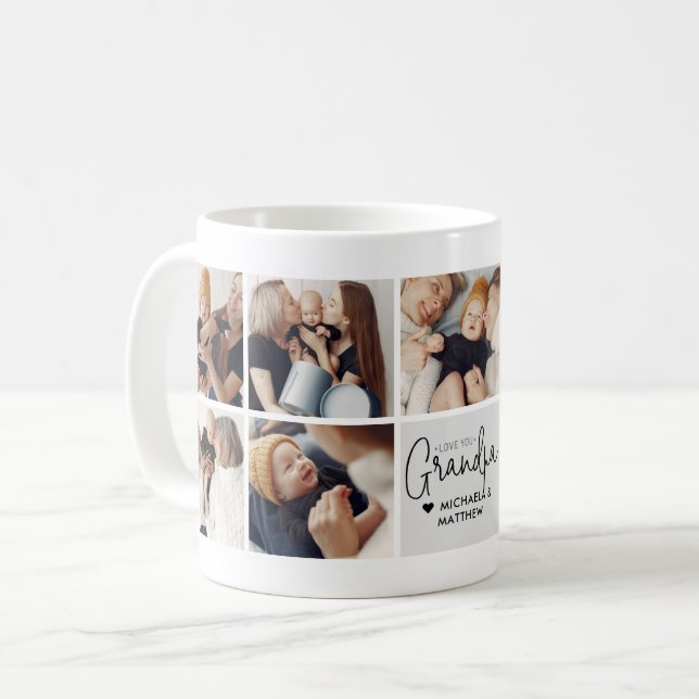 Modern Personalised Love You Grandpa 9-Photo Coffee Mug (Front Left)