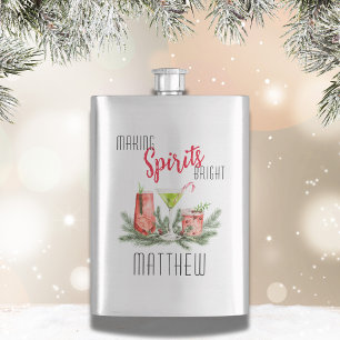 Modern Personalised Making Spirits Bright Hip Flask