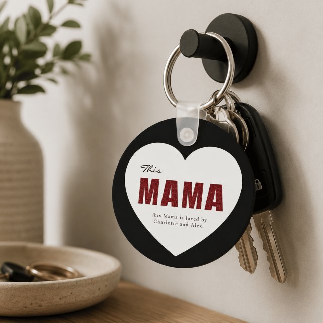 Modern Personalised Mama Heart Keychain (Creator Uploaded)