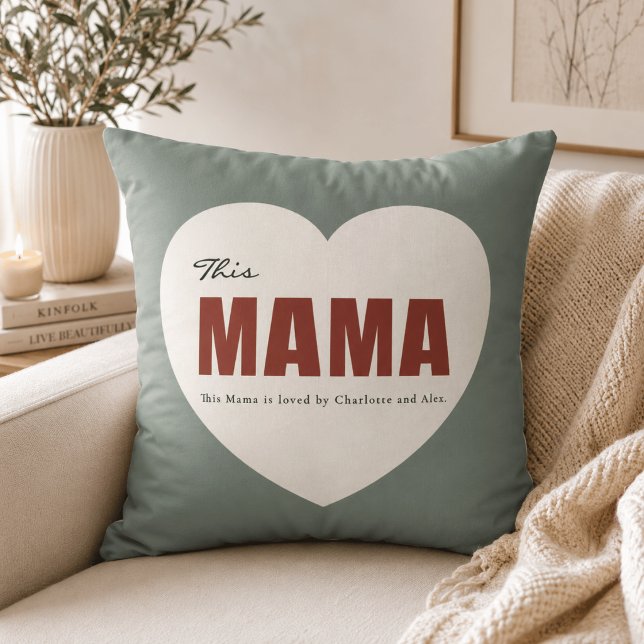 Modern Personalised Mama Heart Throw Pillow (Creator Uploaded)
