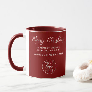 Modern Personalised Merry Christmas Business Logo Mug
