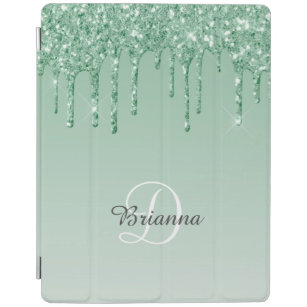 Modern Personalised Mint Green Sparkle Glitter iPad Cover