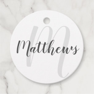 Modern Personalised Monogram and Family Name Favour Tags