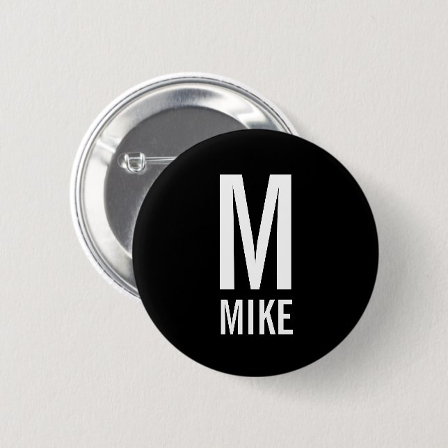 Modern Personalised Monogram and Name 6 Cm Round Badge (Front & Back)