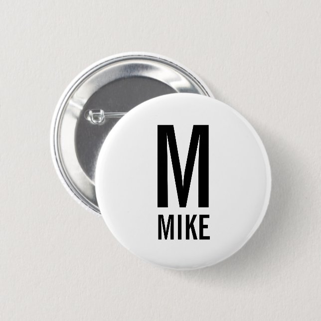 Modern Personalised Monogram and Name 6 Cm Round Badge (Front & Back)