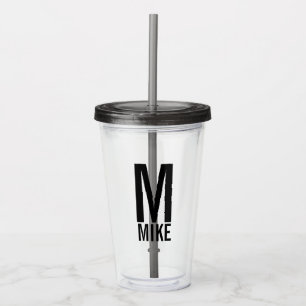 Modern Personalised Monogram and Name Acrylic Tumbler