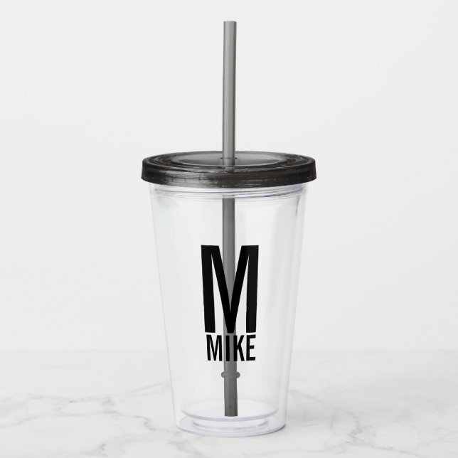 Modern Personalised Monogram and Name Acrylic Tumbler (Front)
