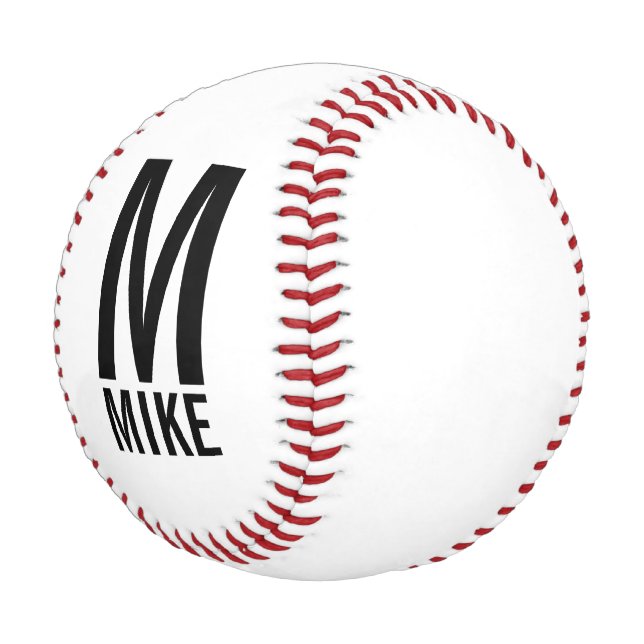 Modern Personalised Monogram and Name Baseball (Angled)
