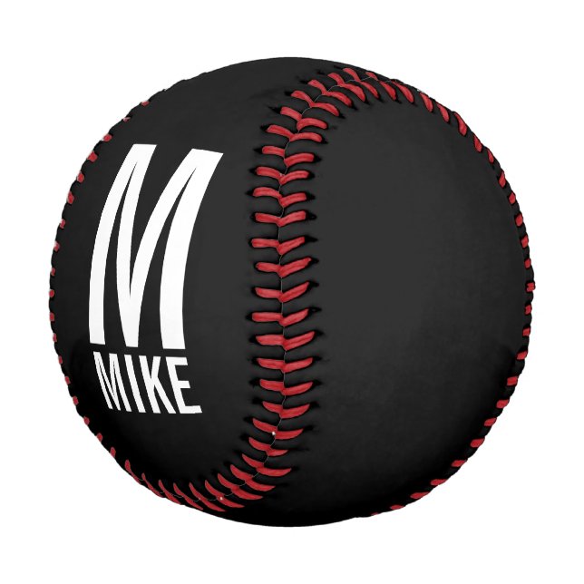 Modern Personalised Monogram and Name Baseball (Angled)