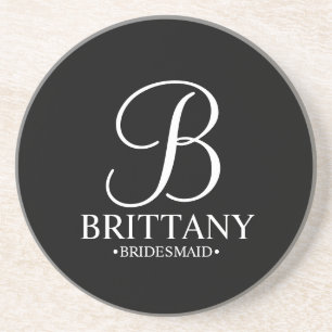 Modern Personalised Monogram and Name Bridesmaid Coaster