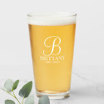 Modern Personalised Monogram and Name Bridesmaid Glass<br><div class="desc">Modern Personalised Bridesmaid Glass
featuring personalised monogram in elegant script font style with bridesmaid's name and title in classic serif font style.

Also perfect for maid of honour,  mother of the bride and more.</div>