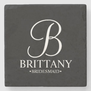 Modern Personalised Monogram and Name Bridesmaid Stone Coaster