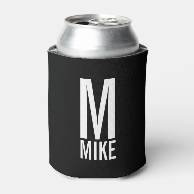 Modern Personalised Monogram and Name Can Cooler (Can Front)