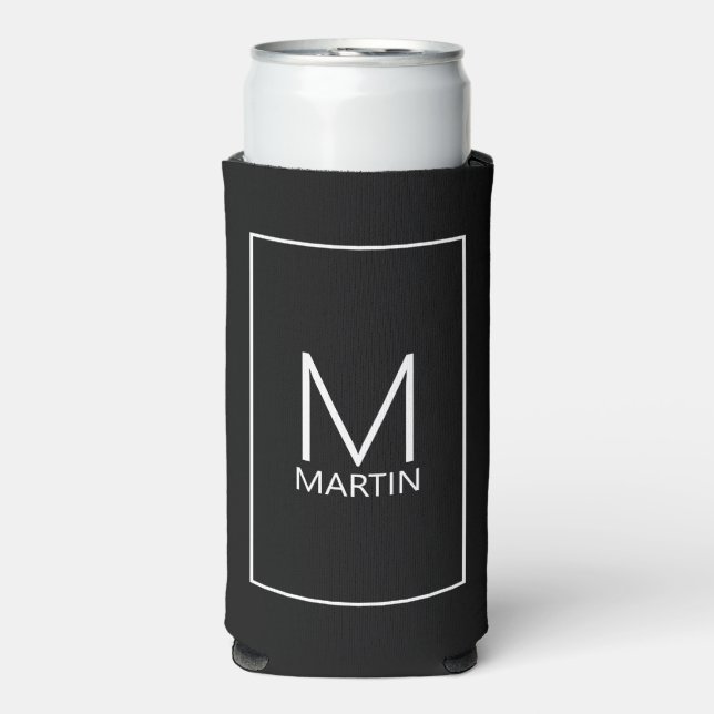 Modern Personalised Monogram and Name Can Cooler (Seltzer Front)