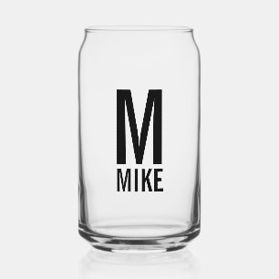 Modern Personalised Monogram and Name Can Glass