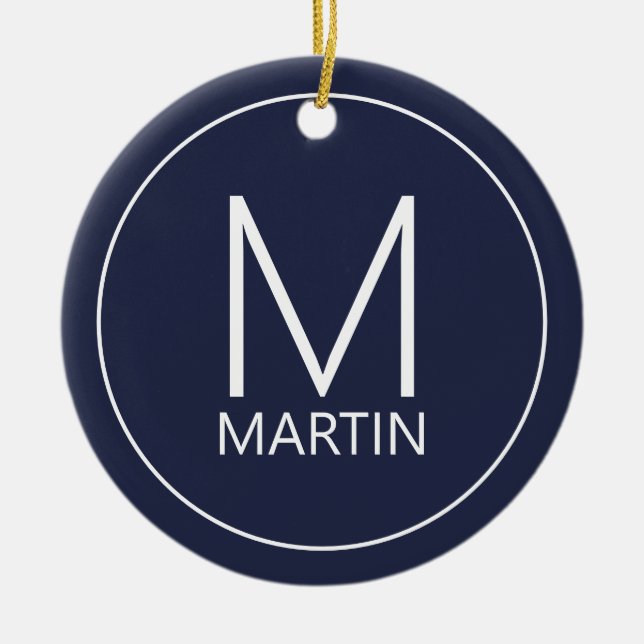 Modern Personalised Monogram and Name Ceramic Orna Ceramic Ornament (Front)