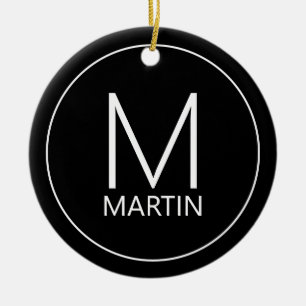 Modern Personalised Monogram and Name Ceramic Ornament