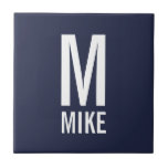 Modern Personalised Monogram and Name Ceramic Tile<br><div class="desc">Modern Black and White Bold Monogram Design featuring personalised monogram and name in modern bold sans serif font style.

Perfect as modern loft/minimalist home decor accessories,  housewarming gift,  family reunion gift and gift for any special occasions.</div>