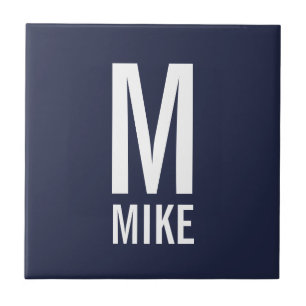 Modern Personalised Monogram and Name Ceramic Tile