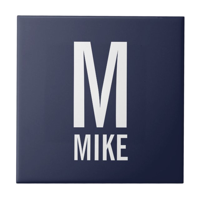 Modern Personalised Monogram and Name Ceramic Tile (Front)