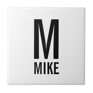 Modern Personalised Monogram and Name Ceramic Tile