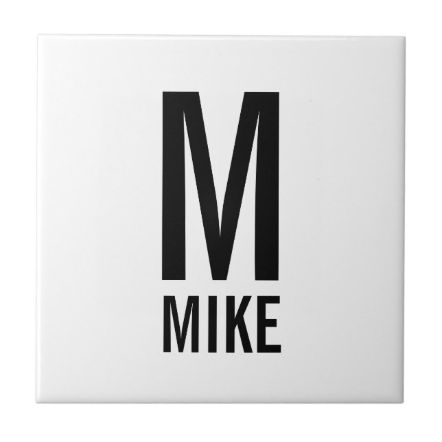 Modern Personalised Monogram and Name Ceramic Tile (Front)