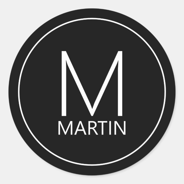Modern Personalised Monogram and Name Classic Roun Classic Round Sticker (Front)