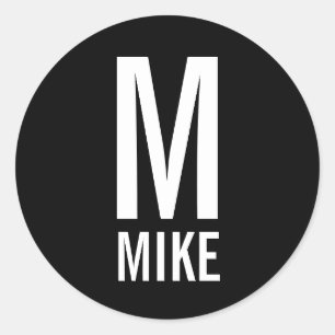 Modern Personalised Monogram and Name Classic Round Sticker