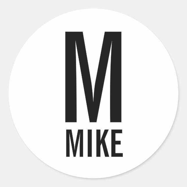 Modern Personalised Monogram and Name Classic Round Sticker (Front)