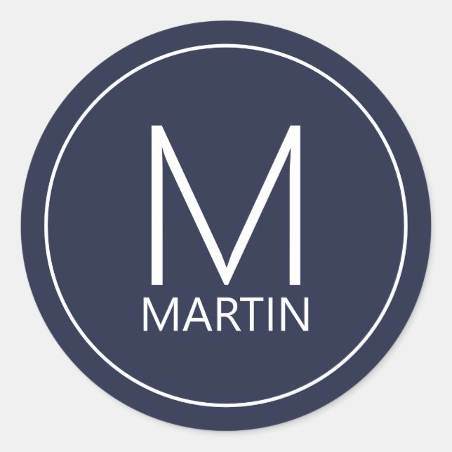Modern Personalised Monogram and Name Classic Round Sticker (Front)