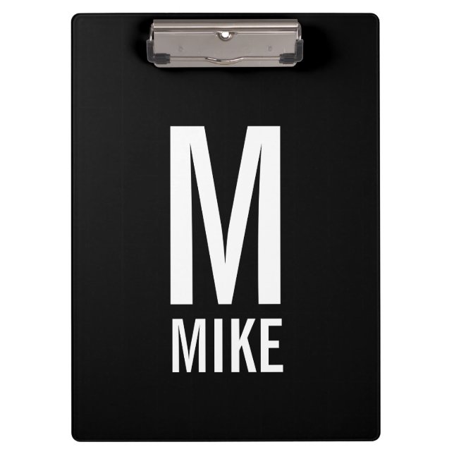 Modern Personalised Monogram and Name Clipboard (Front)