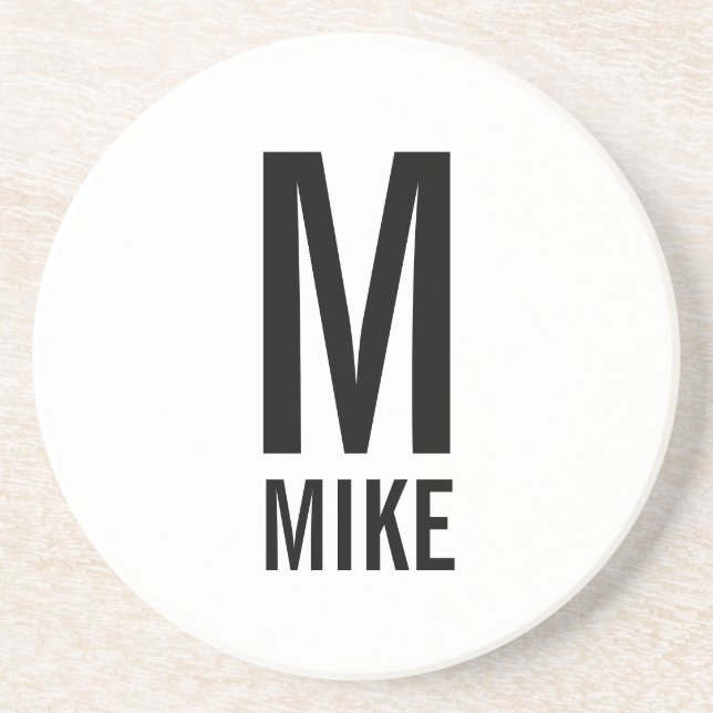 Modern Personalised Monogram and Name Coaster (Front)