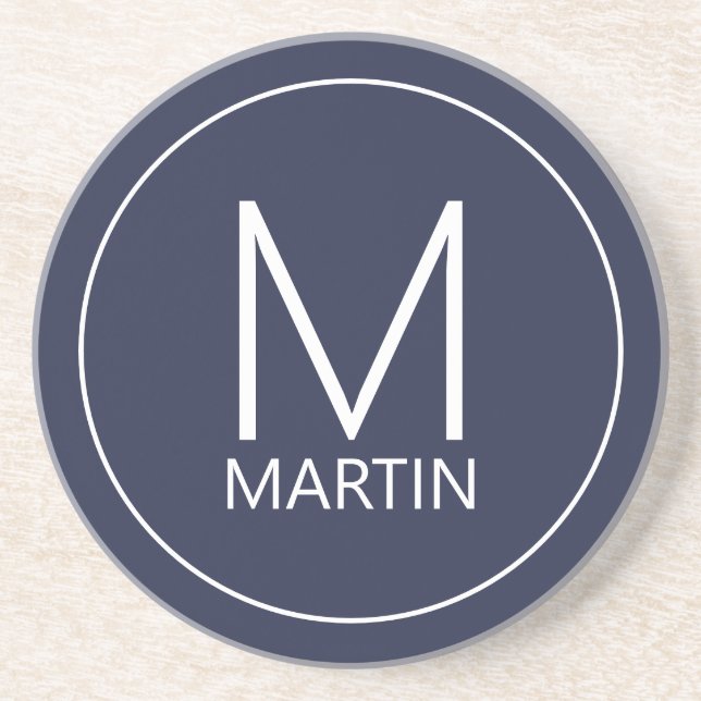 Modern Personalised Monogram and Name Coaster (Front)