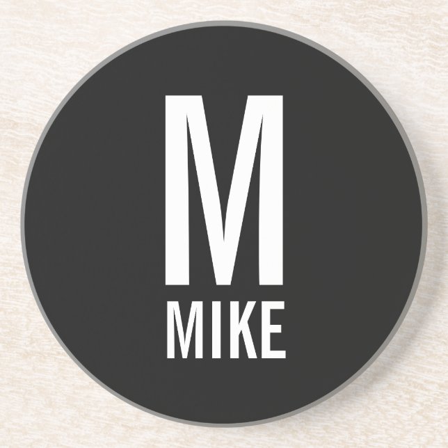Modern Personalised Monogram and Name Coaster (Front)