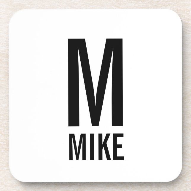 Modern Personalised Monogram and Name Coaster (Front)