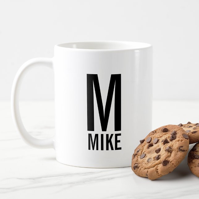 Modern Personalised Monogram and Name Coffee Mug (Creator Uploaded)