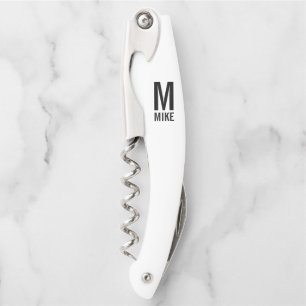 Modern Personalised Monogram and Name Corkscrew