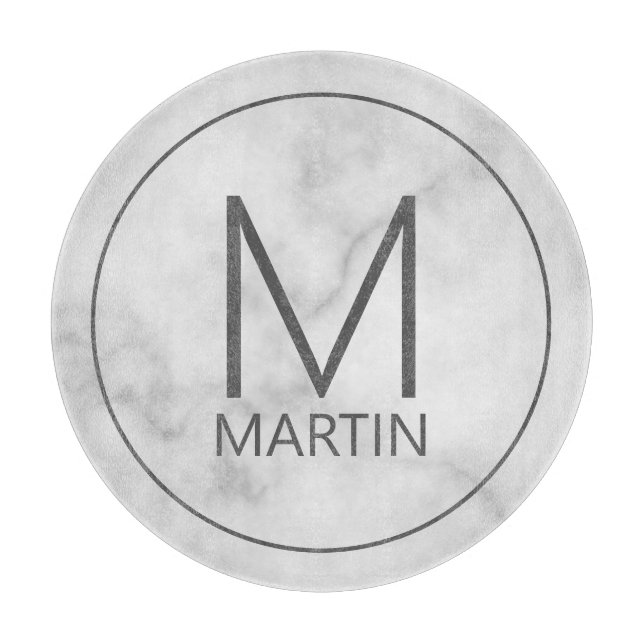 Modern Personalised Monogram and Name Cutting Boar Board (Front)