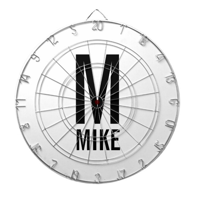 Modern Personalised Monogram and Name Dartboard (Front)
