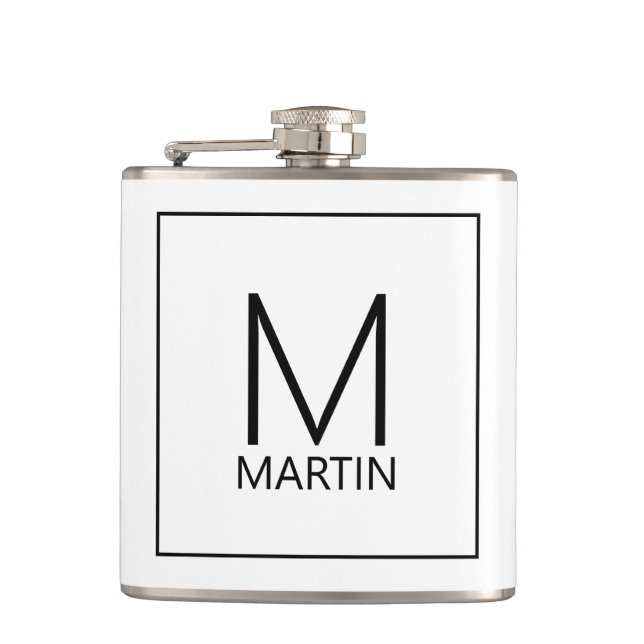 Modern Personalised Monogram and Name Flask (Front)