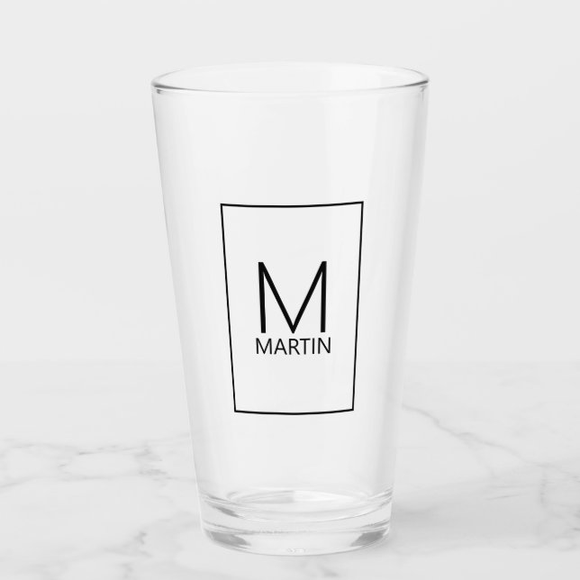 Modern Personalised Monogram and Name Glass (Front)