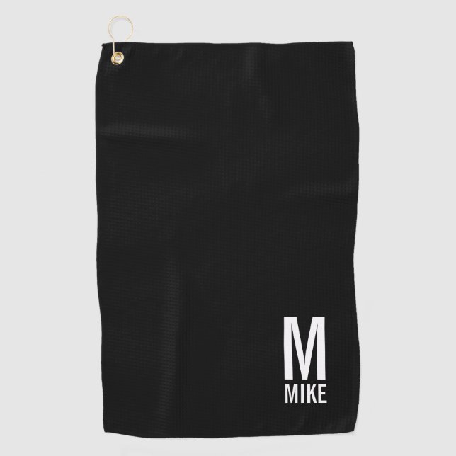 Modern Personalised Monogram and Name Golf Towel (Front)