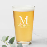 Modern Personalised Monogram and Name Groomsman Glass<br><div class="desc">Modern Personalised Groomsman Gifts
featuring personalised monogram,  groomsman's name and title in classic serif font style.

Also perfect for Best Man,  Father of the Bride and more.</div>