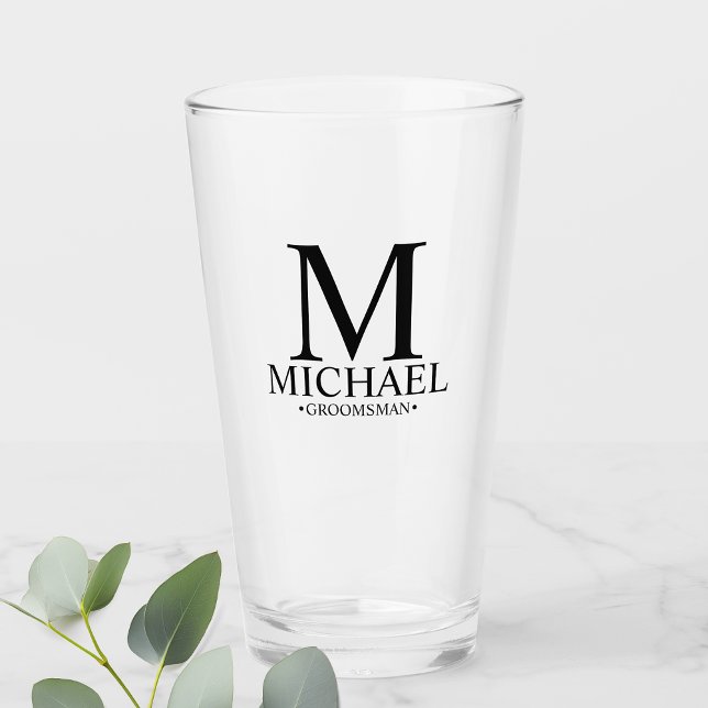 Modern Personalised Monogram and Name Groomsman Glass (Creator Uploaded)