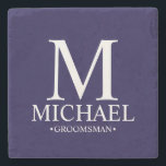Modern Personalised Monogram and Name Groomsman Stone Coaster<br><div class="desc">Modern Personalised Groomsman Gifts
featuring personalised monogram,  groomsman's name and title in classic serif font style.

Also perfect for Best Man,  Father of the Bride and more.</div>
