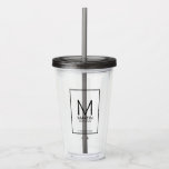 Modern Personalised Monogram and Name Groomsmen Acrylic Tumbler<br><div class="desc">Add a personal touch to your wedding with personalised groomsmen acrylic tumbler.
This tumbler features personalised groomsman's monogram and name with title and wedding date in black modern sans serif font style.

Also perfect for best man,  father of the bride and more.</div>